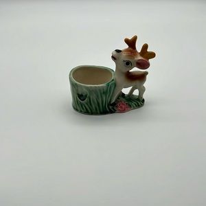 Hand painted Japanese Christmas decor, reindeer planter